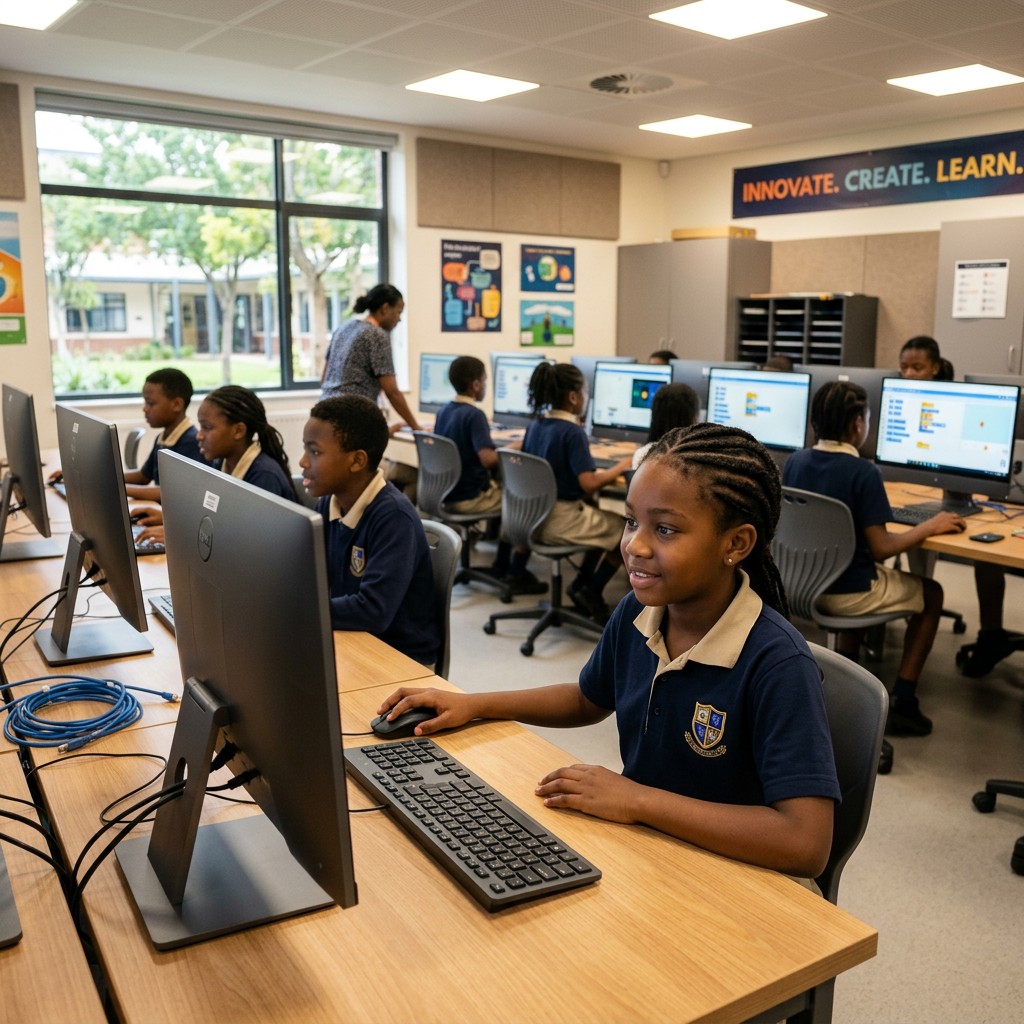 Students learning in a computer lab